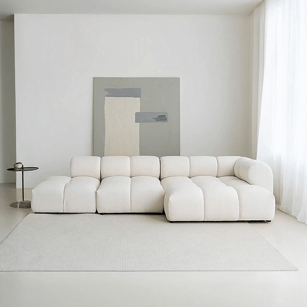 Lysander Velvet Module Three Seater, Four Seater, Five Seater Sofa, Corner Sofa, White - Miola