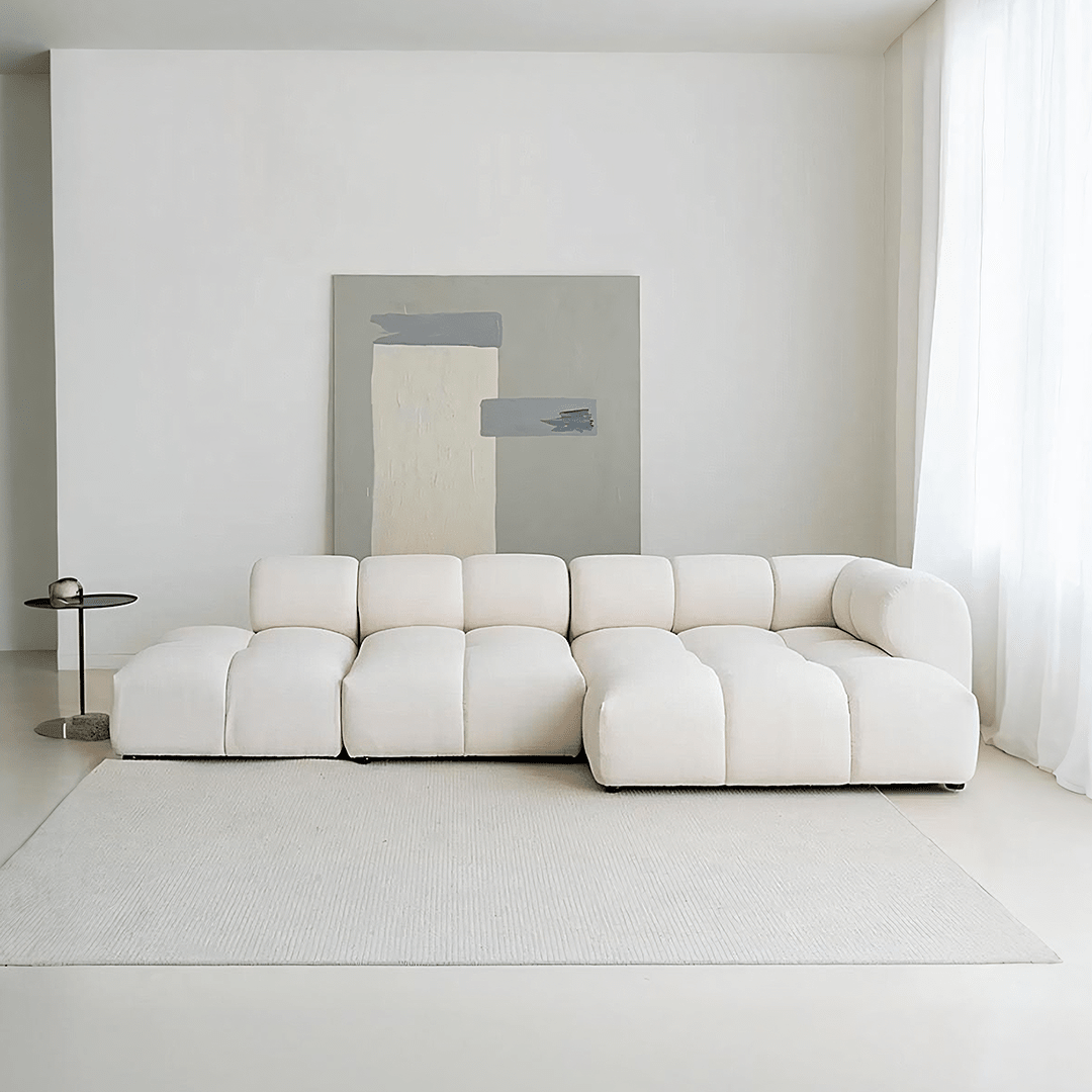 Lysander Velvet Module Three Seater, Four Seater, Five Seater Sofa, Corner Sofa, White - Miola