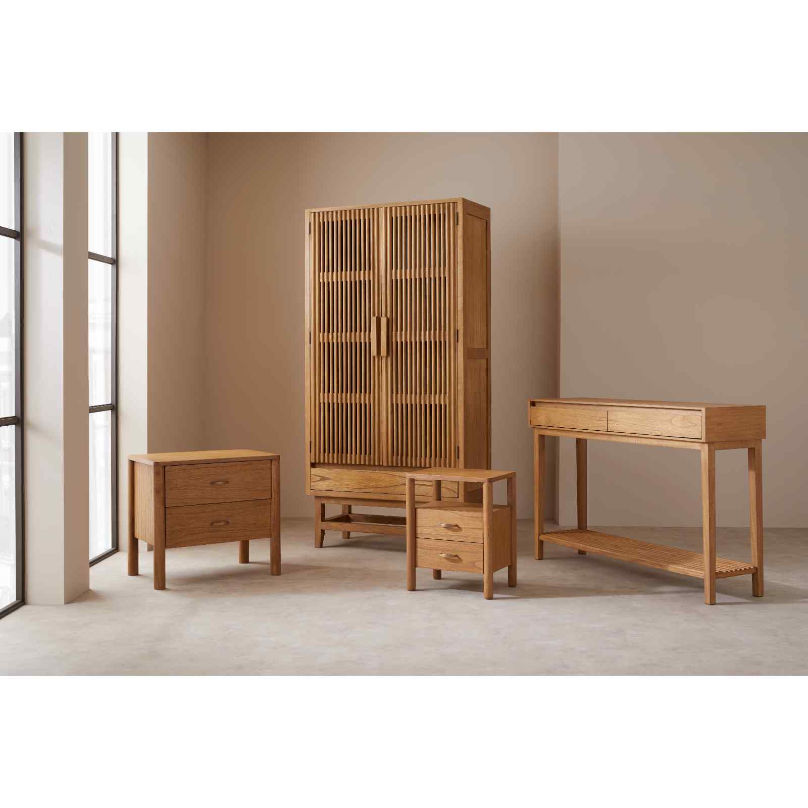 Melia Light Oak Wardrobe with Drawer - Miola