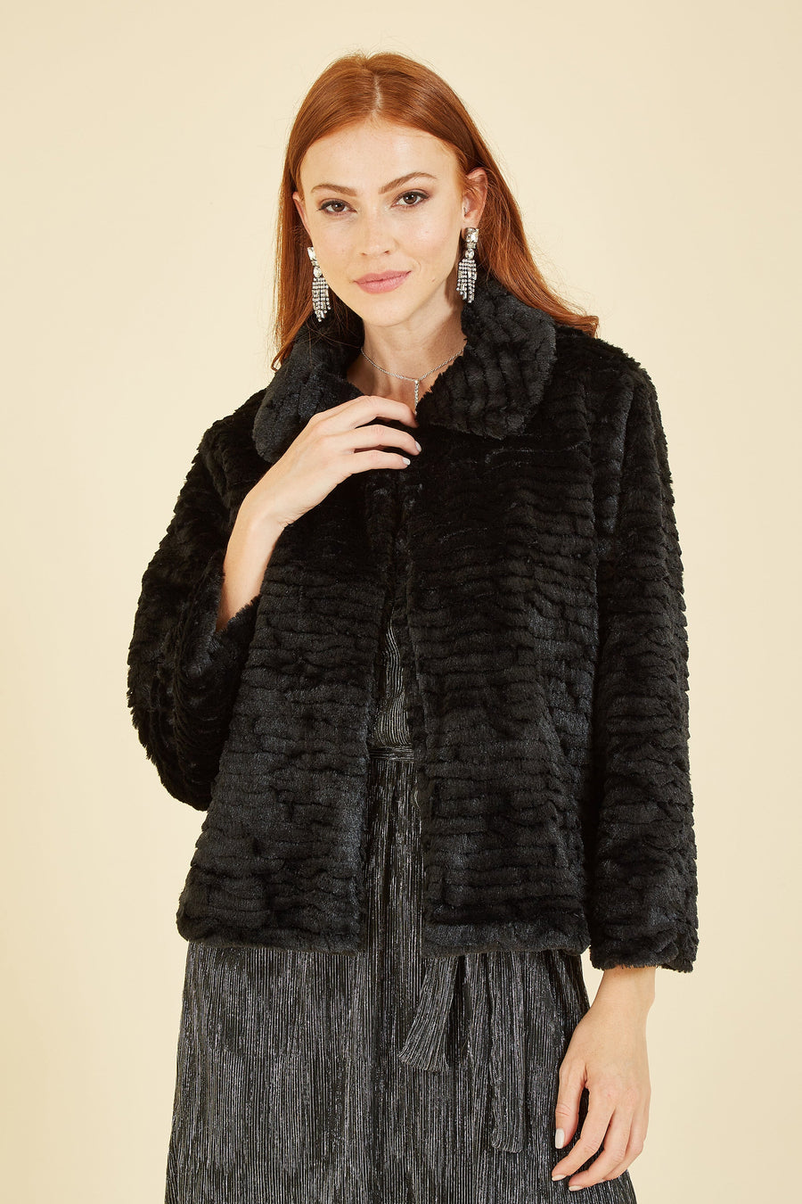 Black Faux Fur Short Jacket