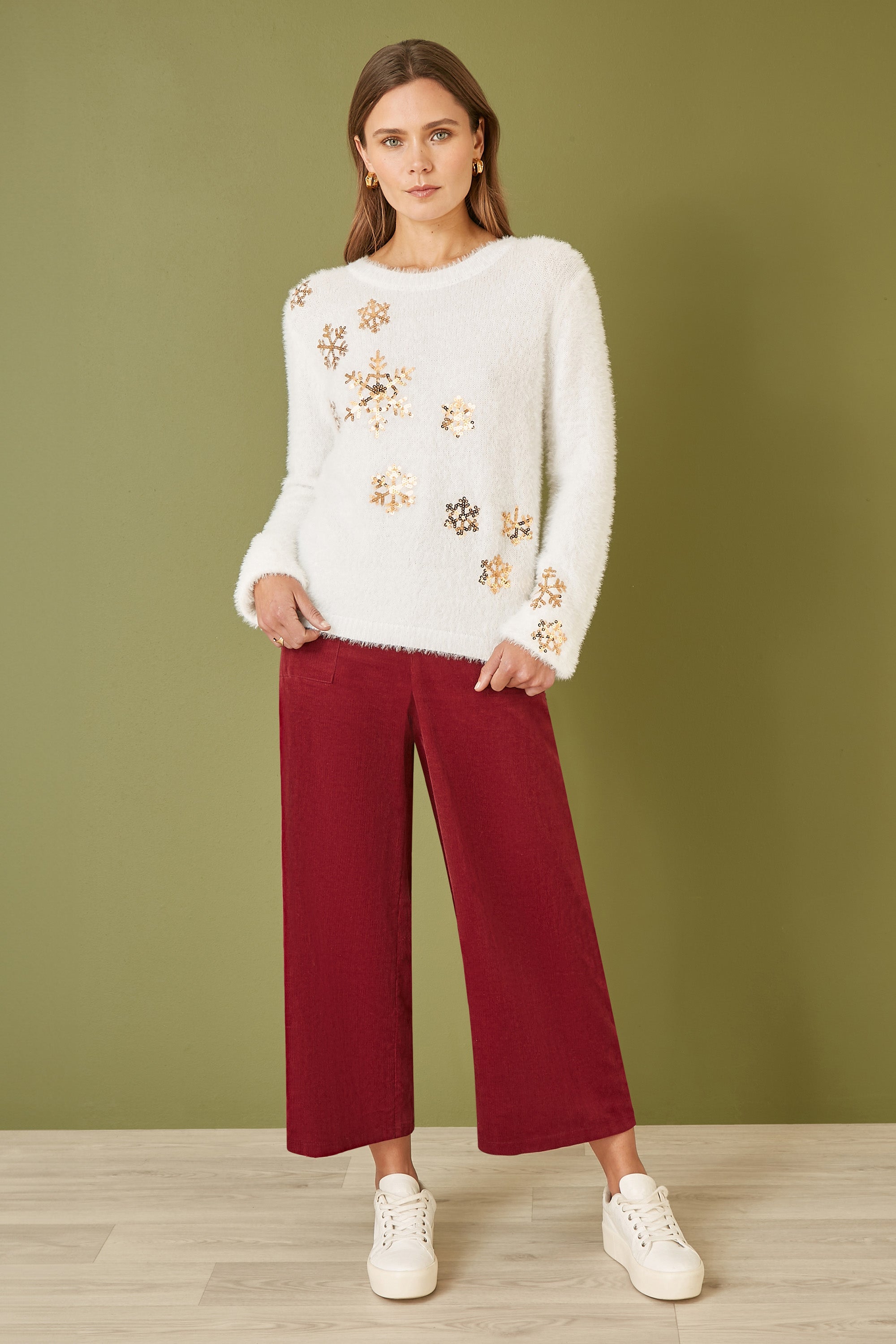 Ivory Sequin Snowflake Fluffy Jumper