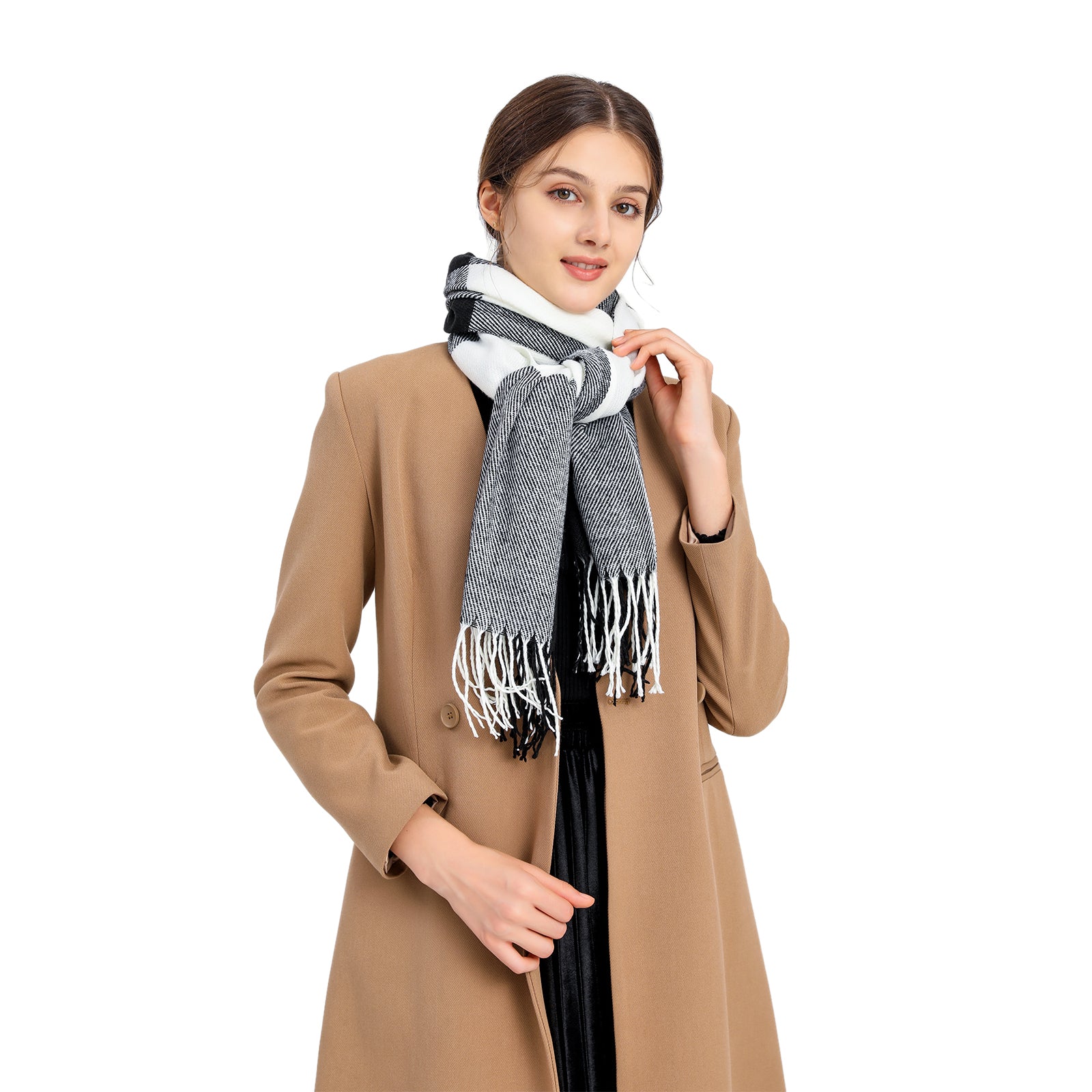Grid Tassel Lattice Scarf