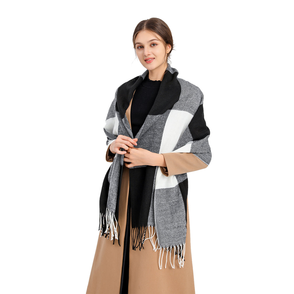 Grid Tassel Lattice Scarf