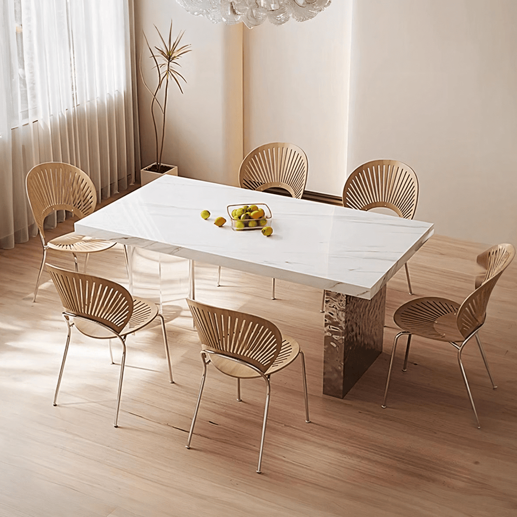 Madison Dining Table, White Sintered Stone & Acrylic - Miola
