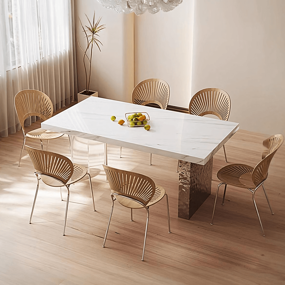 Madison Dining Table, White Sintered Stone & Acrylic - Miola