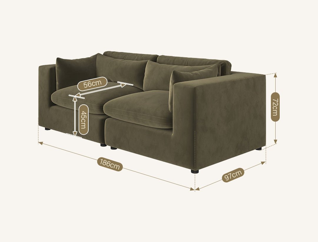 Makhmudov Loveseat Sofa, Two Seater Sofa, Velvet - Miola