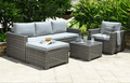 Marbella Grey 5-Seater Garden Sofa Set with Ottoman and Cover Bundle - Miola