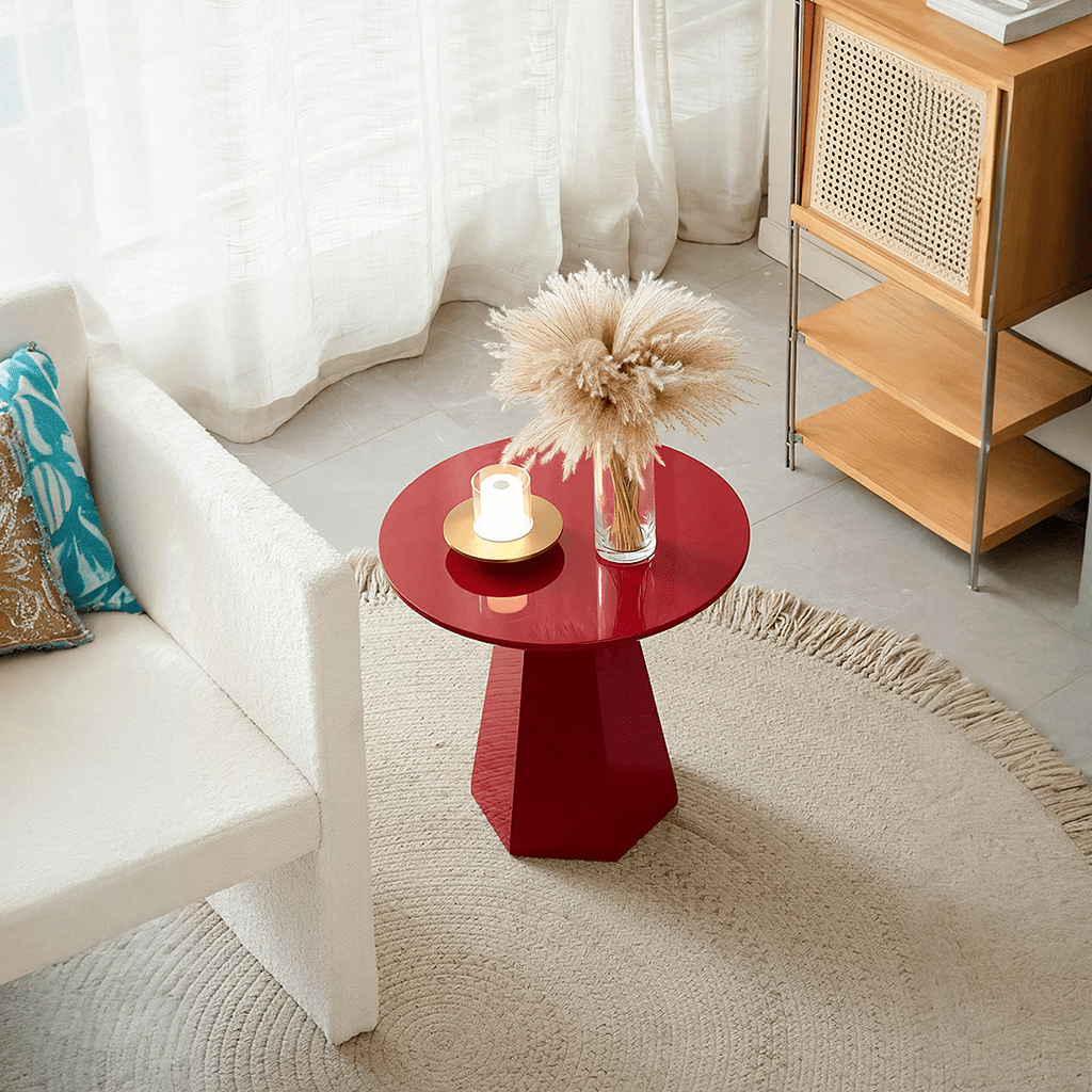 Melpomene Round Side Table, Red - Miola
