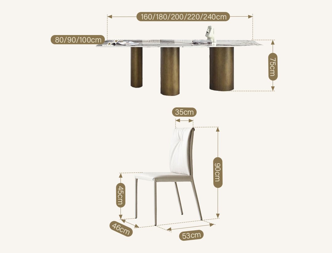Mira Dining Table, Gold Base - Miola