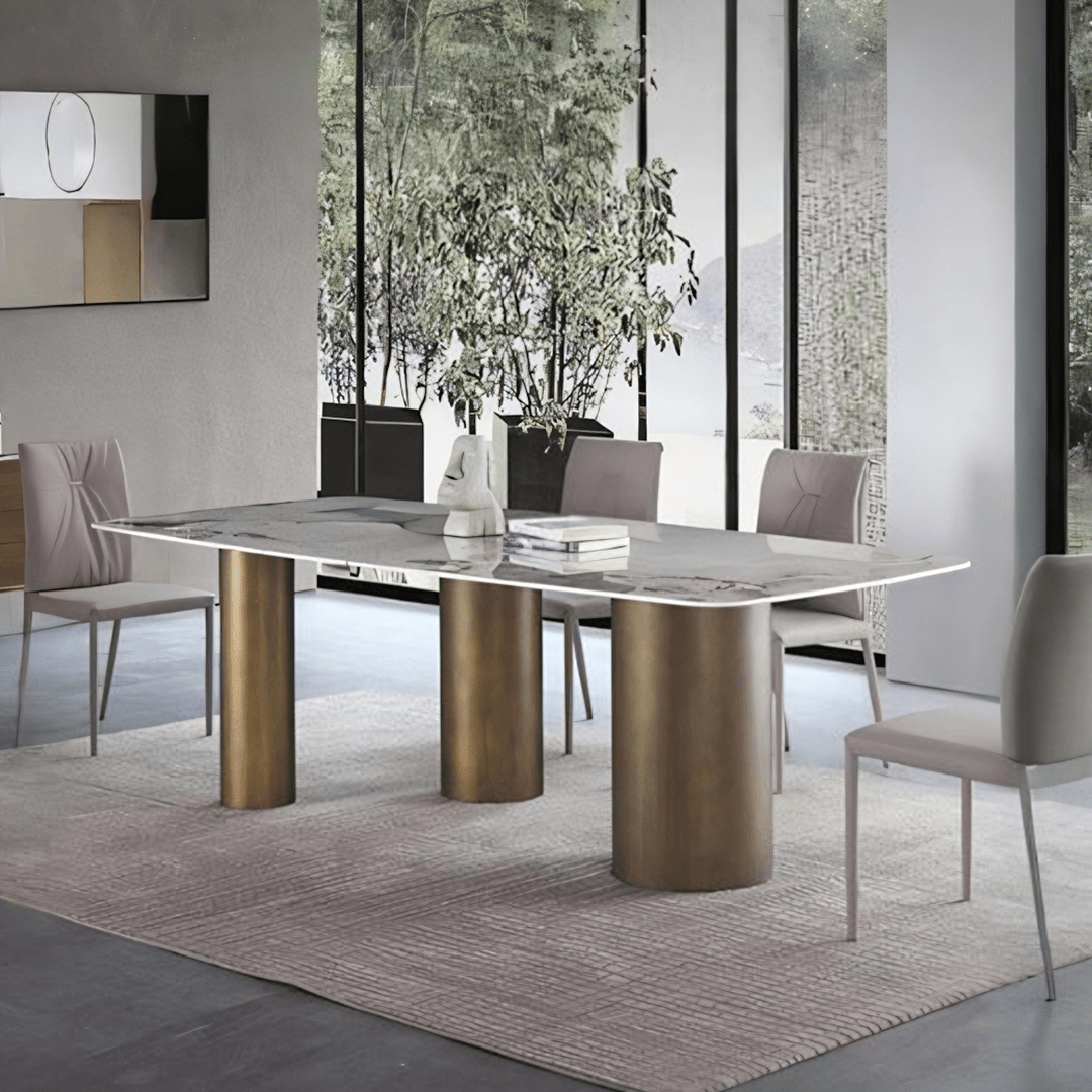 Mira Dining Table, Gold Base - Miola