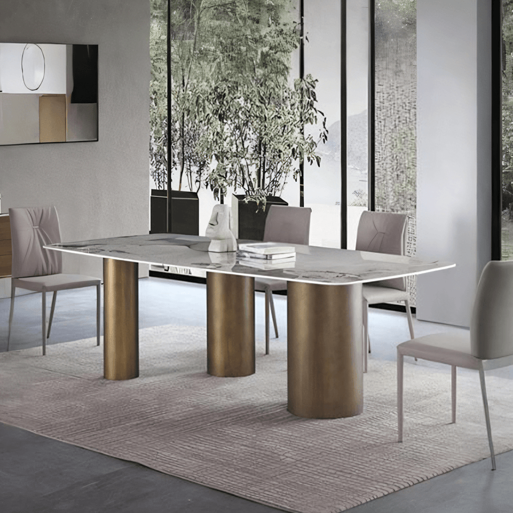 Mira Dining Table, Gold Base - Miola