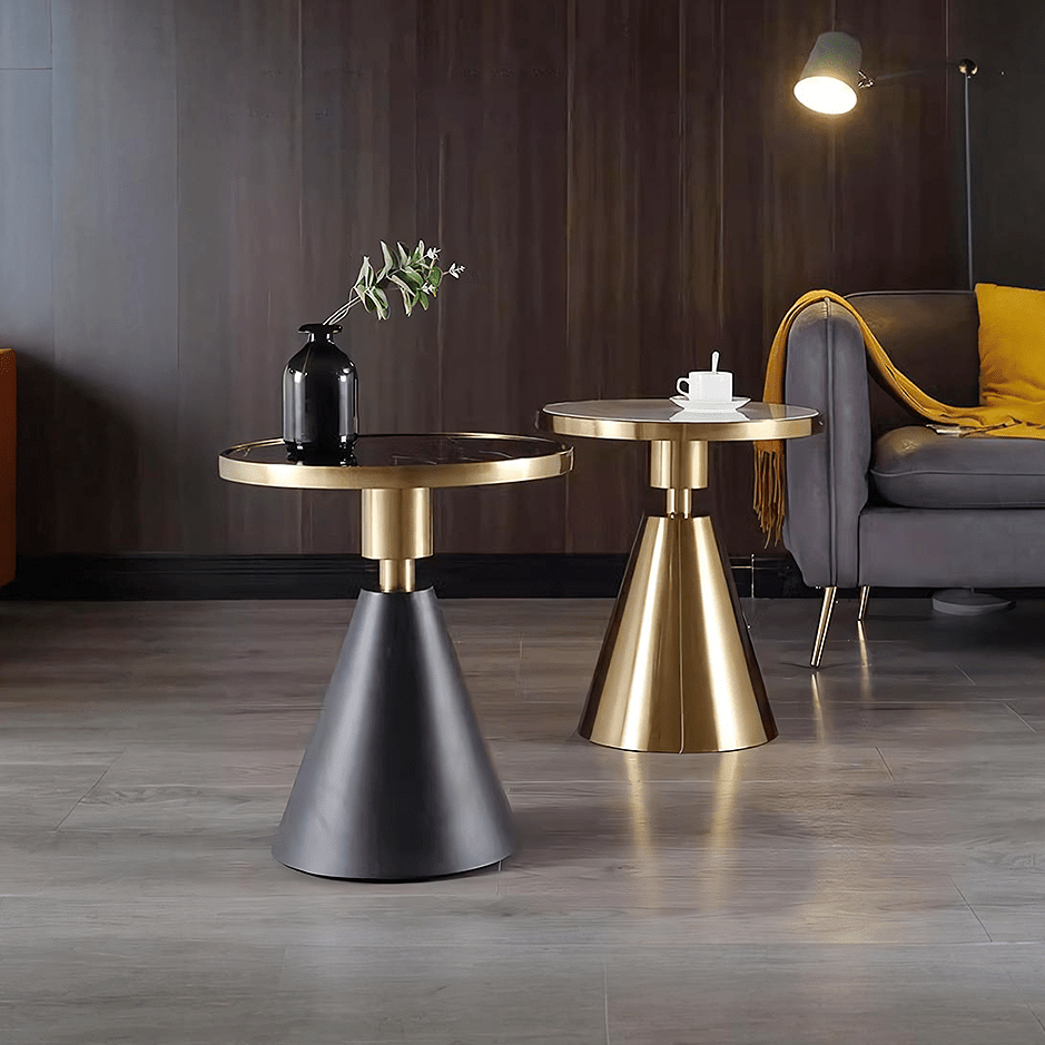 Modern Side Table with Marble Top and Metal Base - Miola