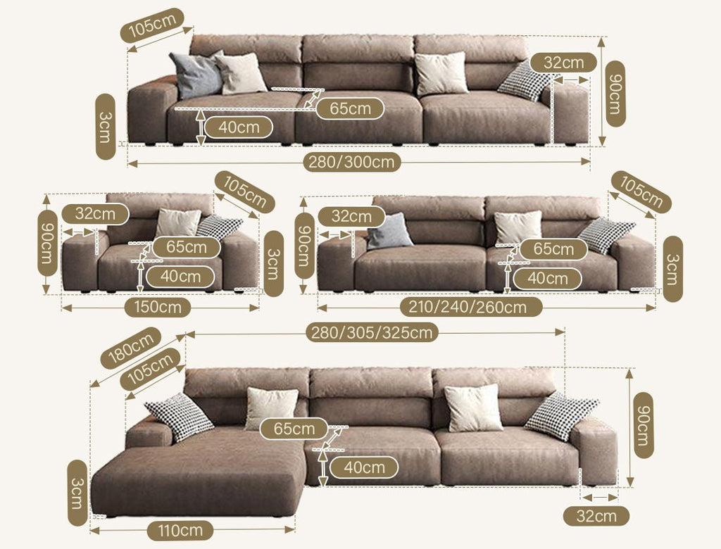 Montgomery Two Seater Sofa, Single Seater, Leatheraire - Miola