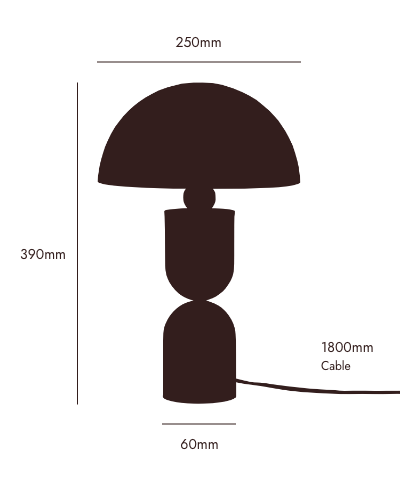 Sand Grey Dome Mushroom Table Lamp - Miola