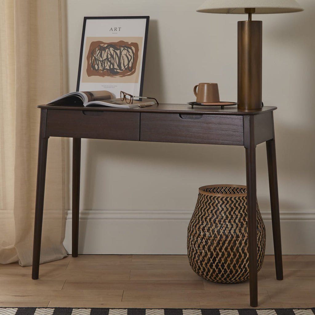 Norway 2 Drawer Walnut Console Table - Miola