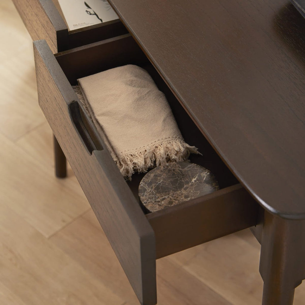 Norway 2 Drawer Walnut Console Table - Miola