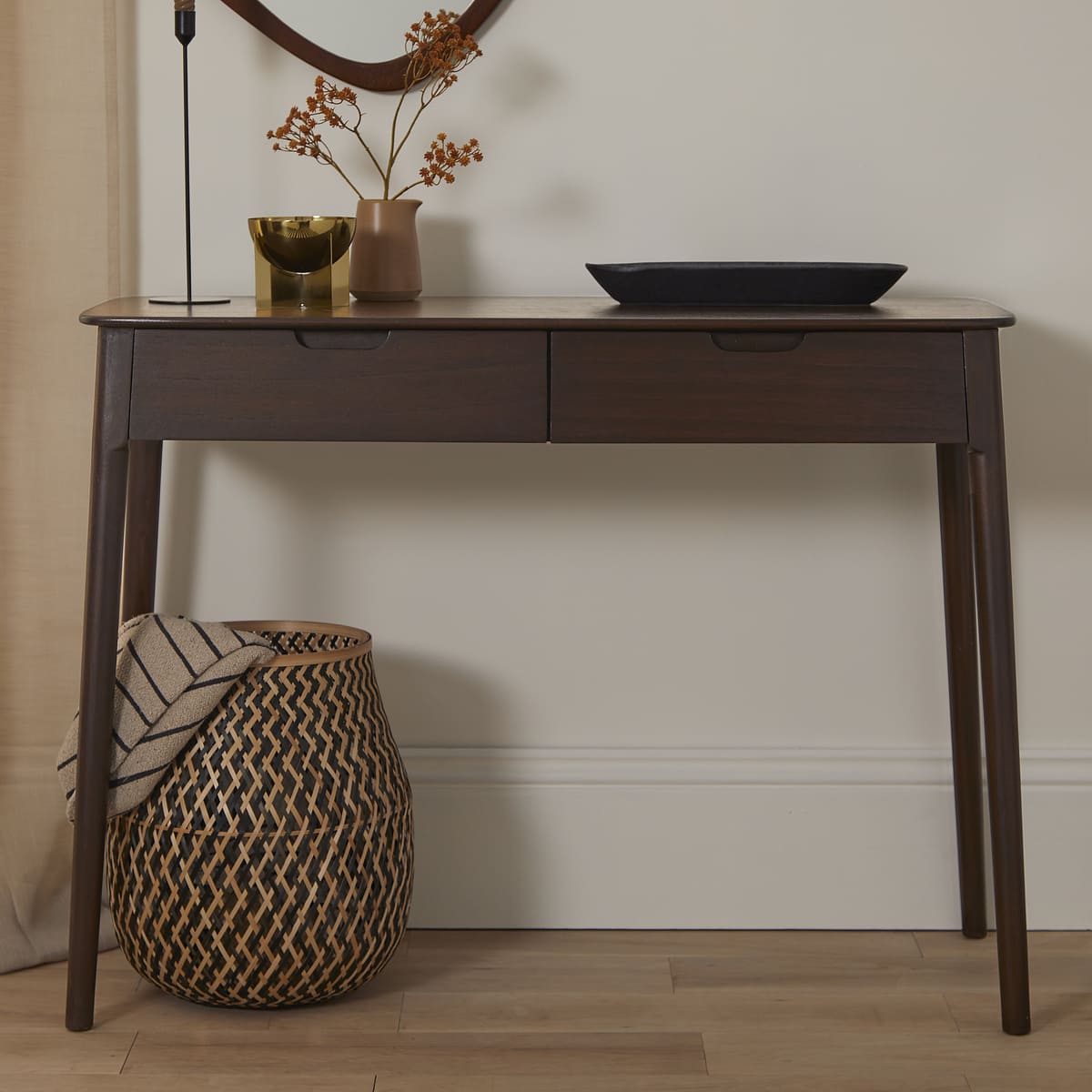 Norway 2 Drawer Walnut Console Table - Miola