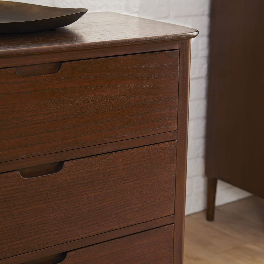 Norway Walnut Chest of 3 Drawers - Miola