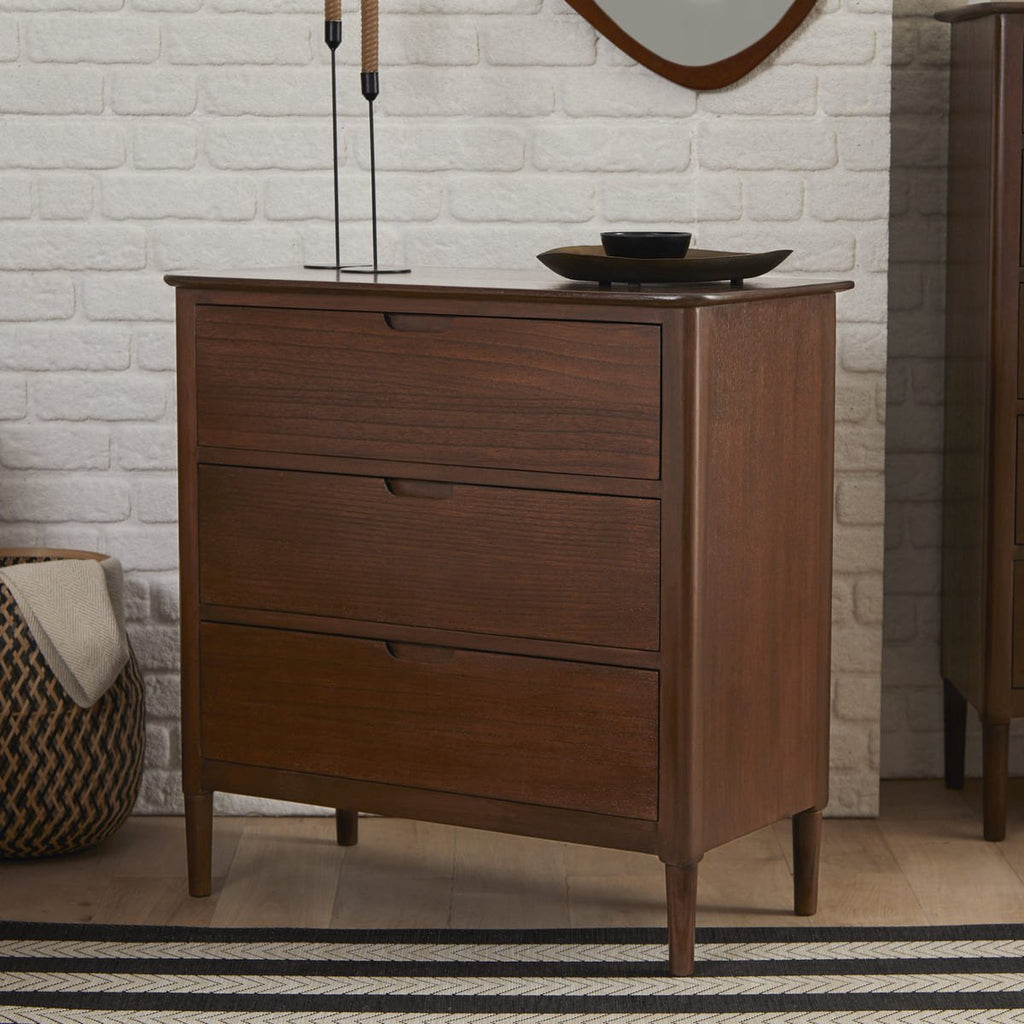 Norway Walnut Chest of 3 Drawers - Miola