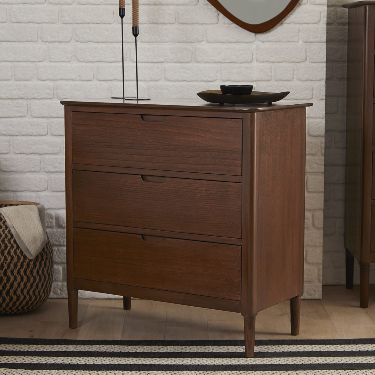 Norway Walnut Chest of 3 Drawers - Miola