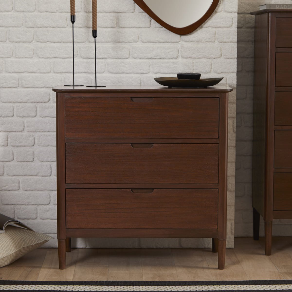 Norway Walnut Chest of 3 Drawers - Miola
