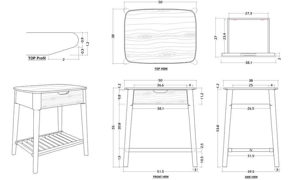 Norway Walnut Side Table - Miola