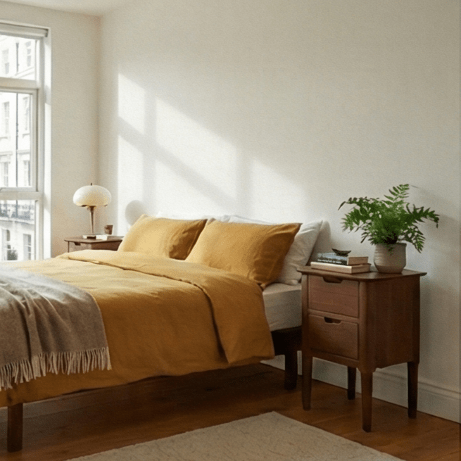 Norway Narrow Dark Walnut Bedside Table - Miola