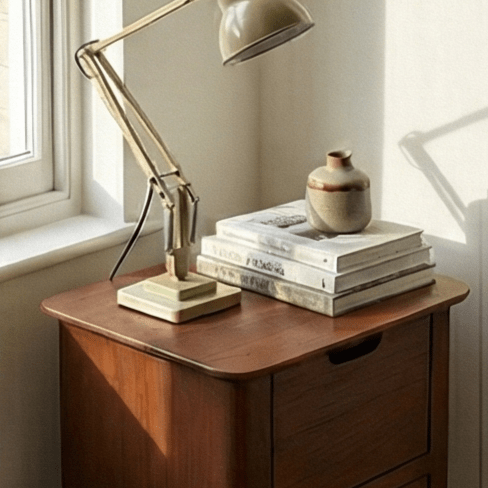 Norway Narrow Dark Walnut Bedside Table - Miola