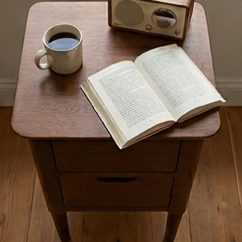 Norway Narrow Dark Walnut Bedside Table - Miola