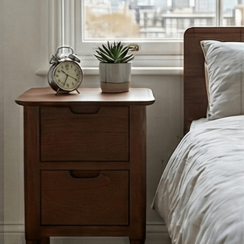 Norway Narrow Dark Walnut Bedside Table - Miola