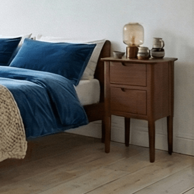 Norway Narrow Dark Walnut Bedside Table - Miola