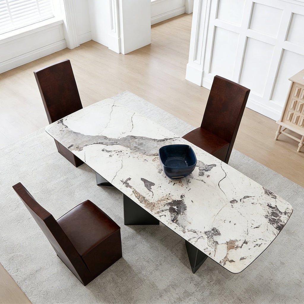 Nala Dining Table With Black Legs, Sintered Stone - Miola