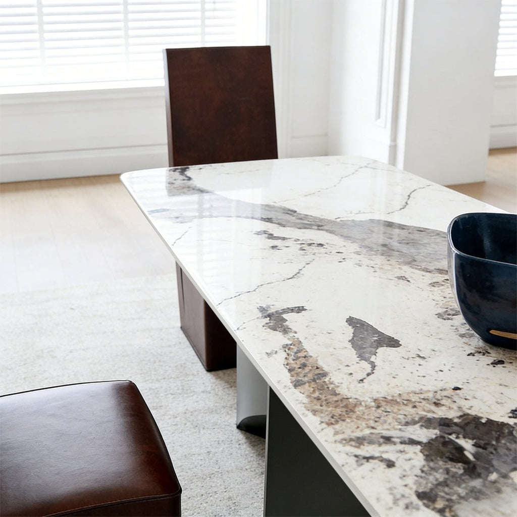 Nala Dining Table With Black Legs, Sintered Stone - Miola