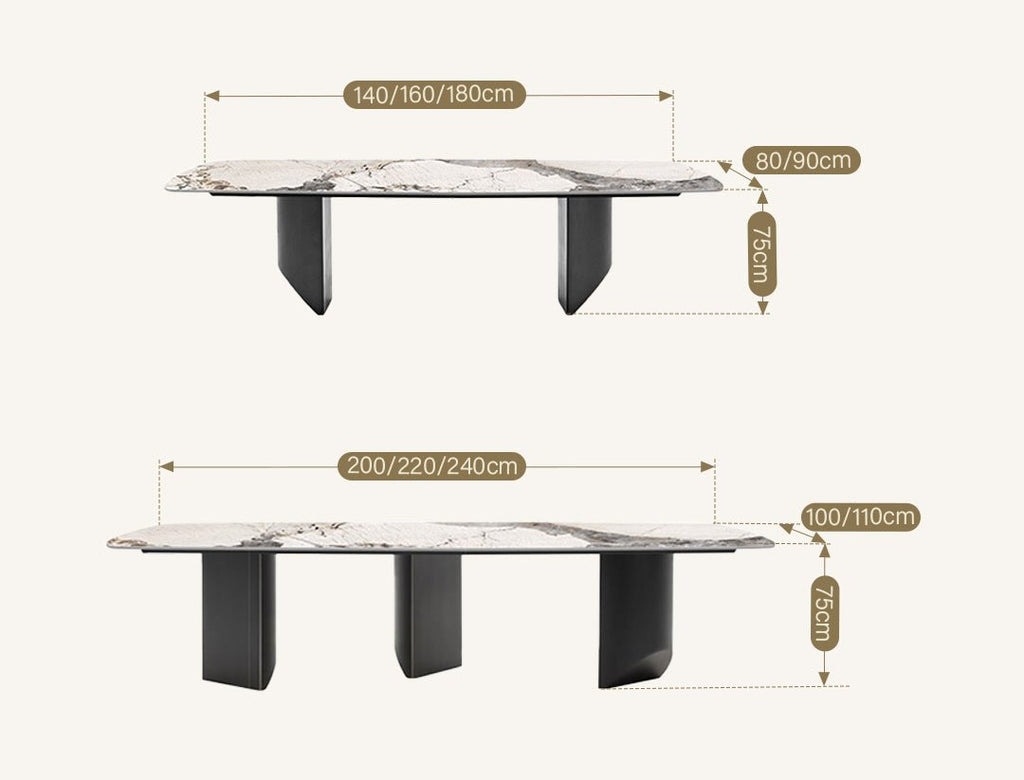 Nala Dining Table With Black Legs, Sintered Stone - Miola