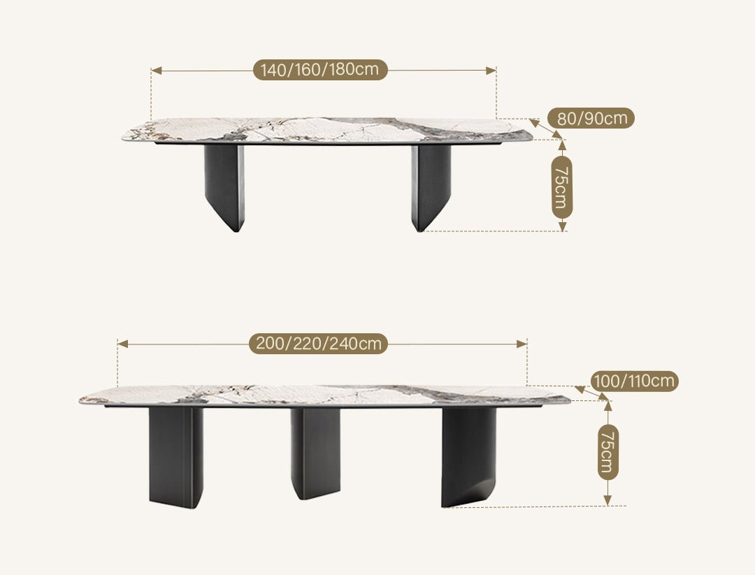 Nala Dining Table With Black Legs, Sintered Stone - Miola