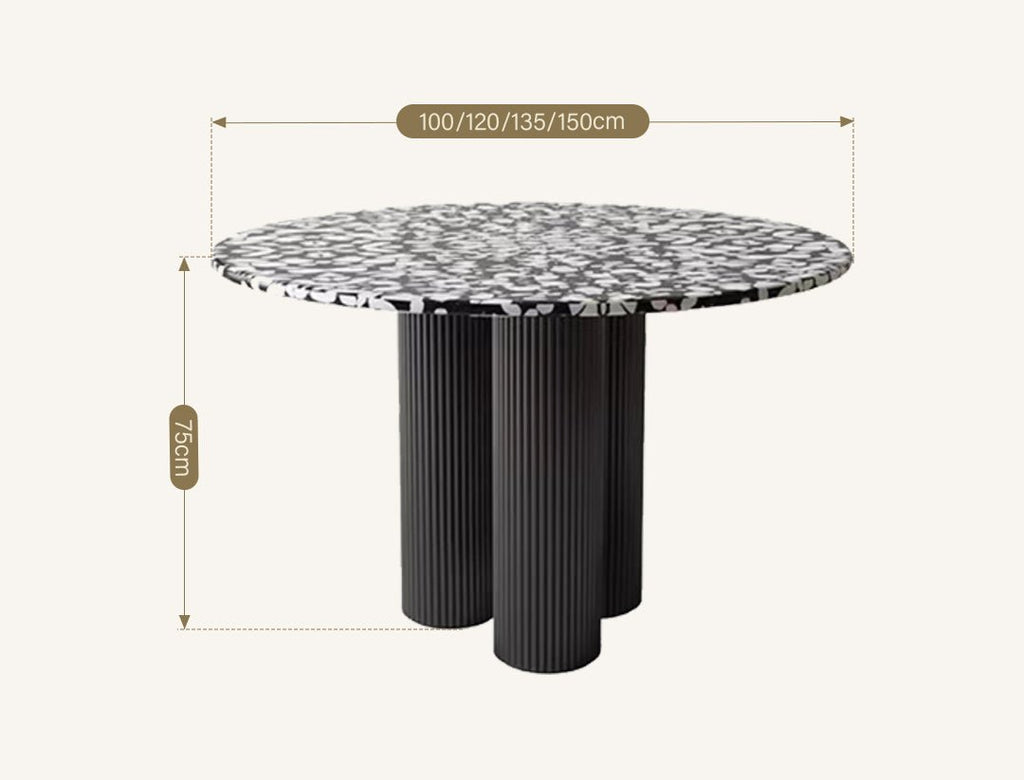 Nelli Modern Round Dining Table, Marble - Miola