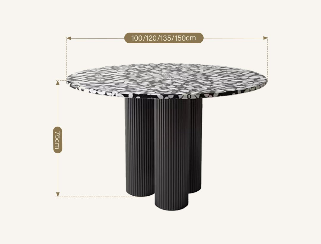 Nelli Modern Round Dining Table, Marble - Miola