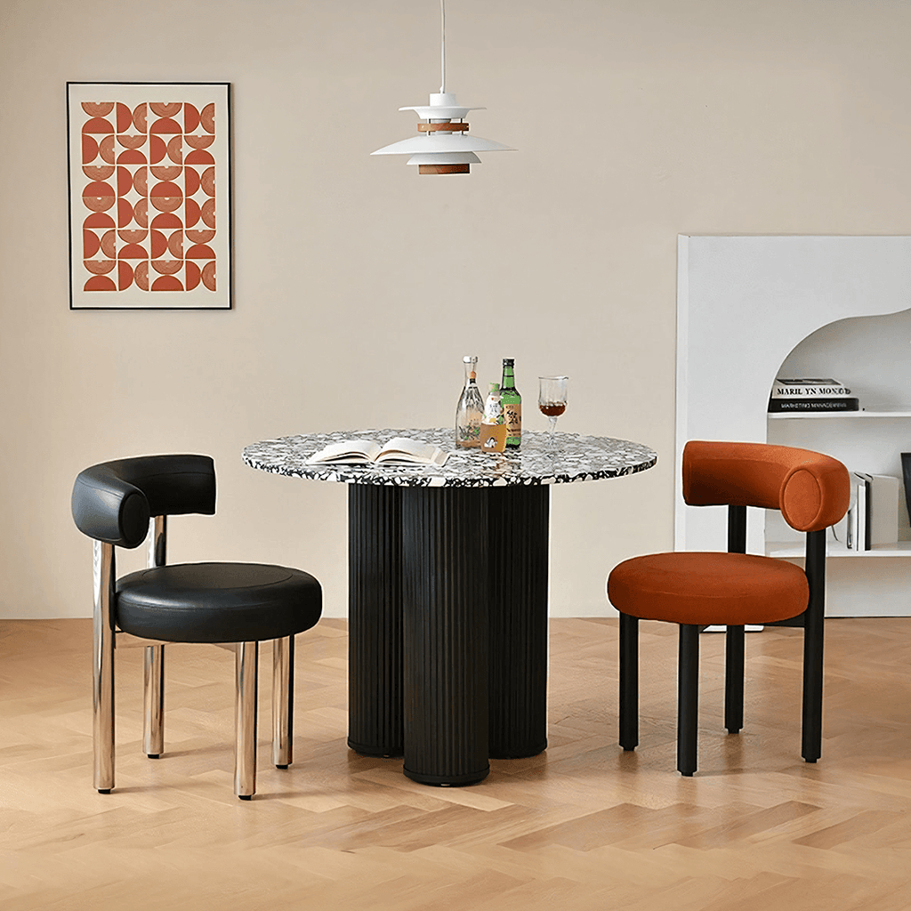 Nelli Modern Round Dining Table, Marble - Miola