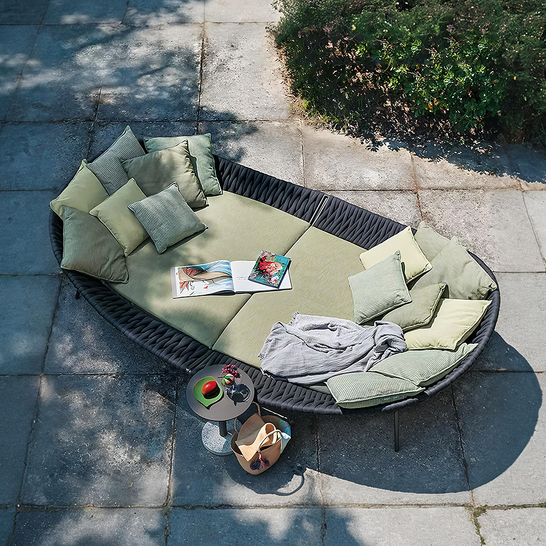 Neptune Outdoor Garden Sofa, Textilene Rope Woven Outdoor Couch Sofa ...