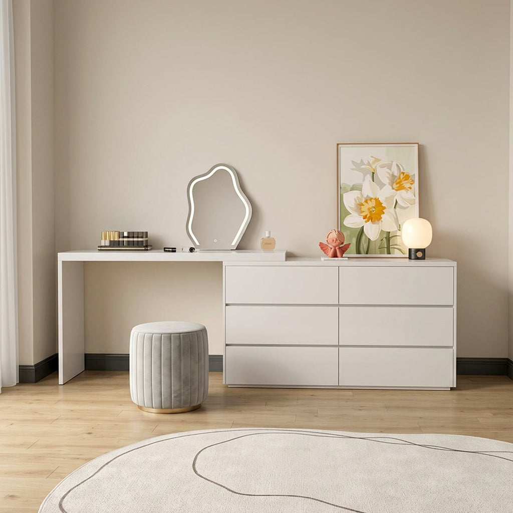 Nevada Dressing Table with Sideboard & Stool - Miola