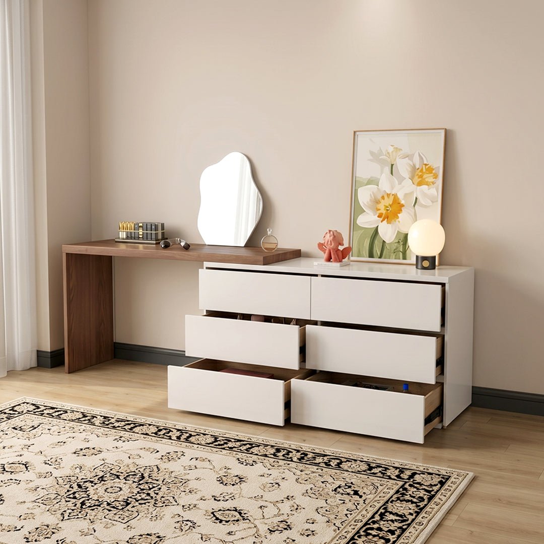 Nevada Dressing Table with Sideboard & Stool - Miola