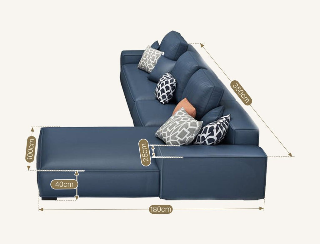 Nevaeh Three Seater Corner Sofa, Leathaire - Miola