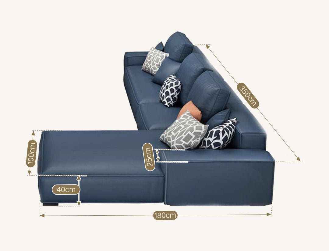 Nevaeh Three Seater Corner Sofa, Leathaire - Miola