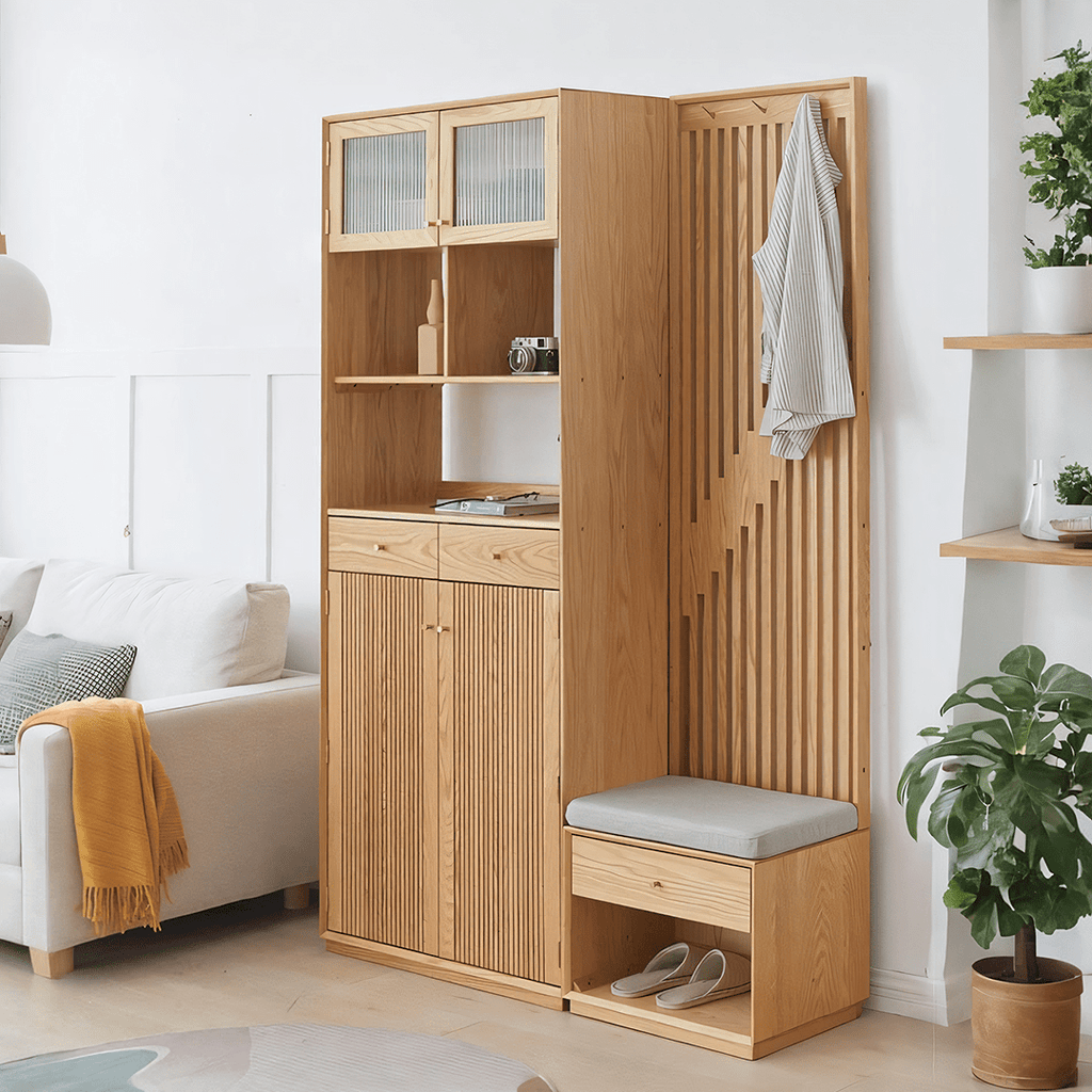Nidda Oak Shoe Storage With Bench - Miola