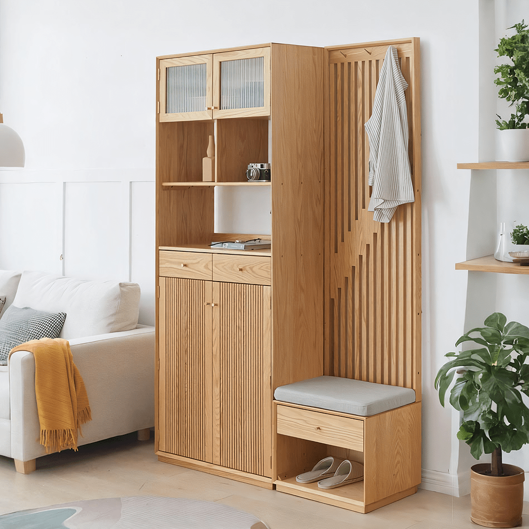 Nidda Oak Shoe Storage With Bench - Miola
