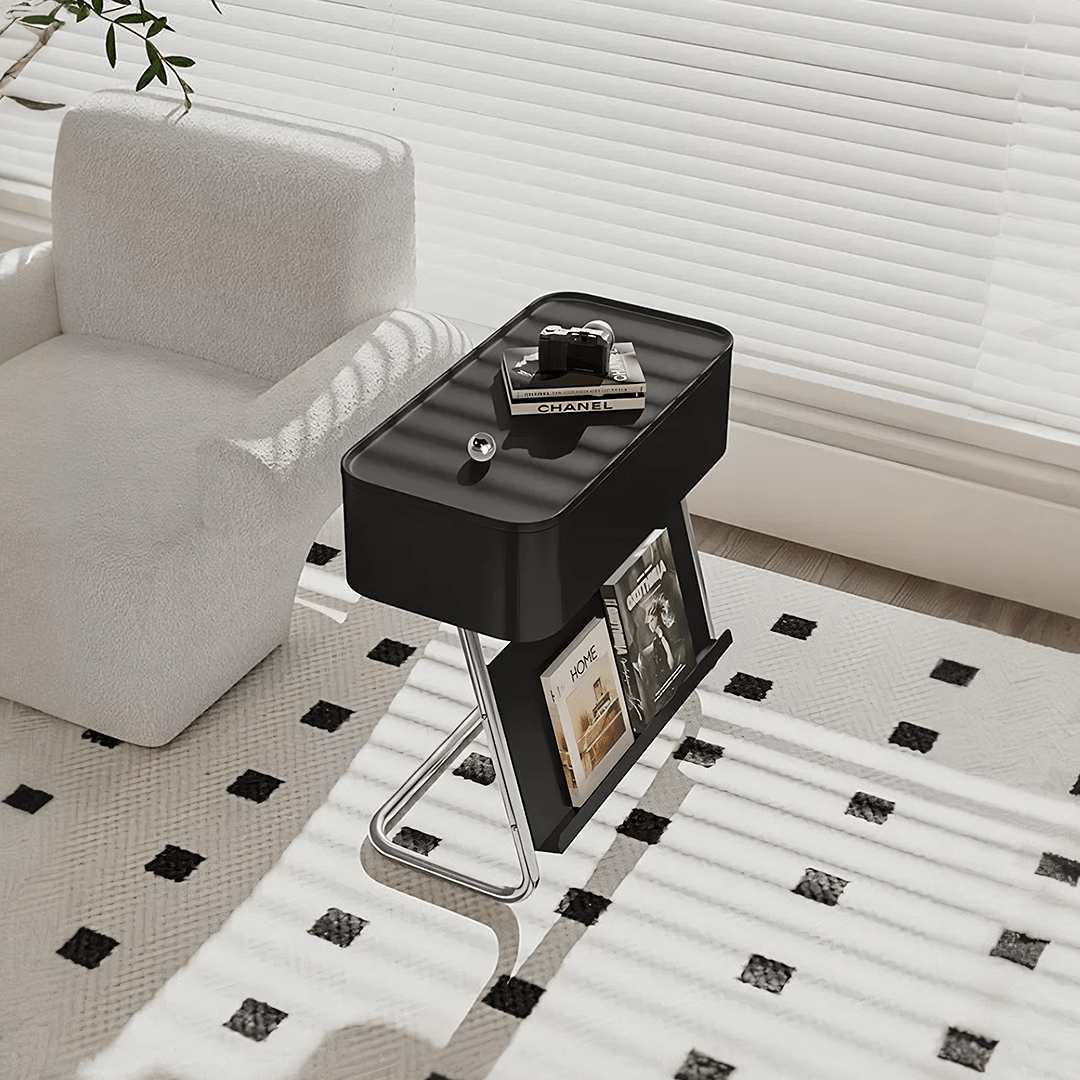 Nikolas Side Table With Storage, Black - Miola
