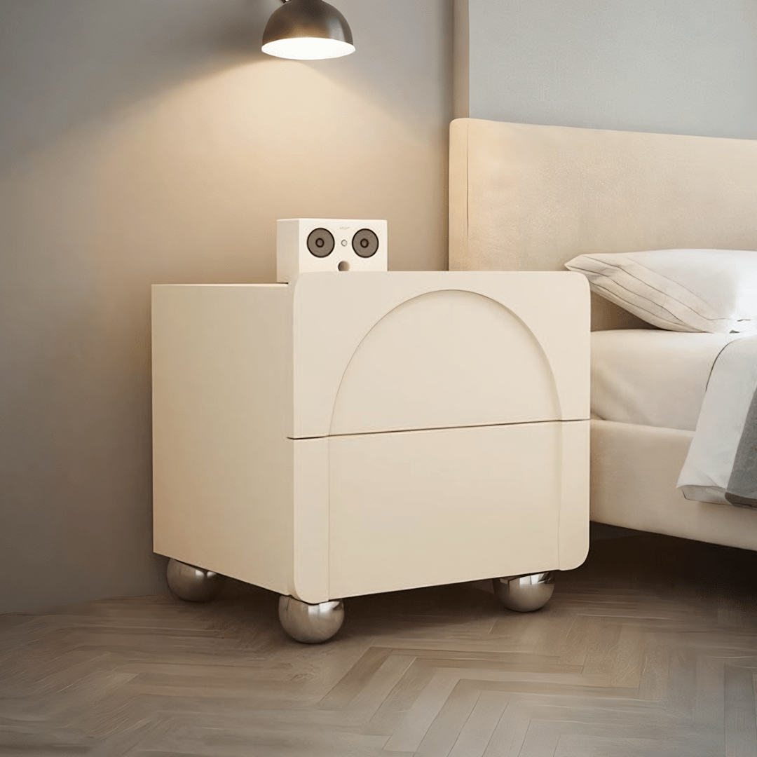 Niomi Bedside Table, Cream - Miola