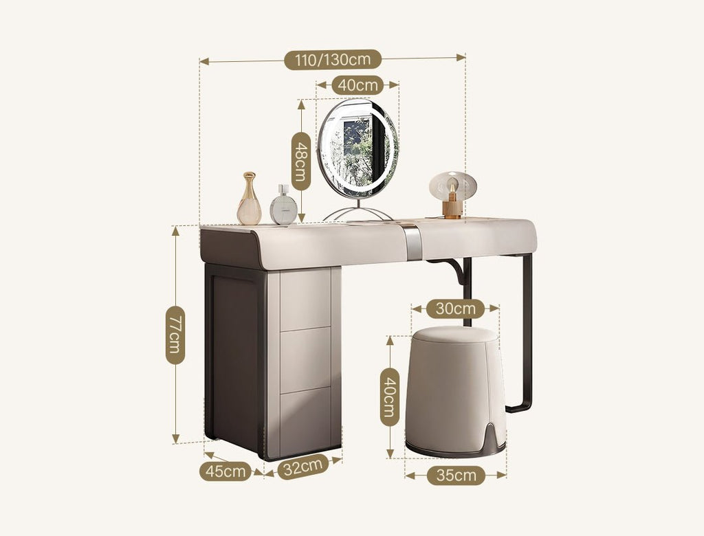 Nisha Dressing Table, Vanity Table With LED Mirror - Miola