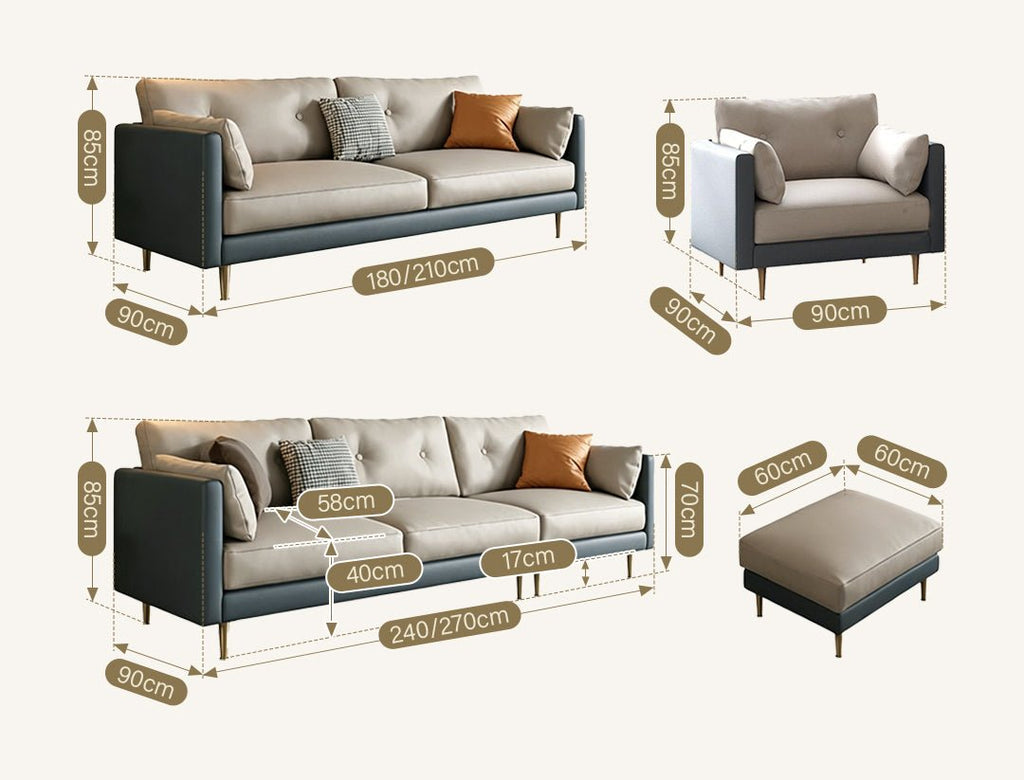 Noel L311 Three Seater Sofa, Armchair Leathaire - Miola