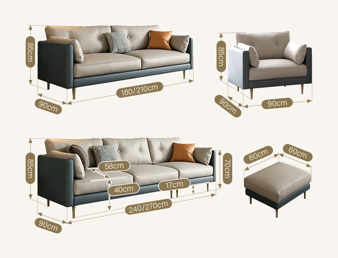 Noel L311 Three Seater Sofa, Armchair Leathaire - Miola
